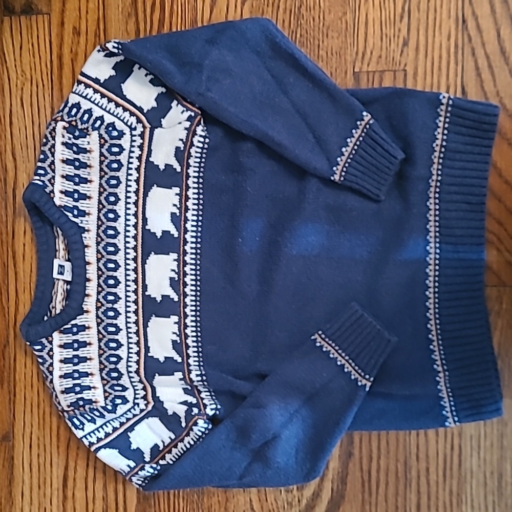 Janie and Jack Navy Blue Polar Bear Fair Isle Sweater
